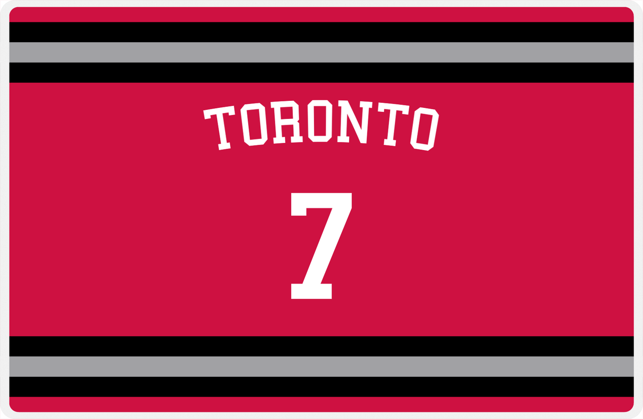 Personalized Jersey Number Placemat - Arched Name - Toronto - Single Stripe -  View