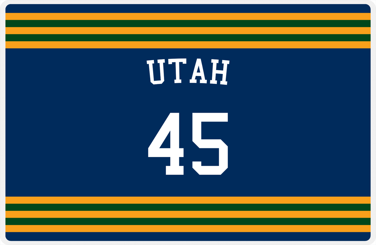Personalized Jersey Number Placemat - Arched Name - Utah - Double Stripe -  View