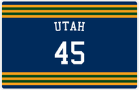 Thumbnail for Personalized Jersey Number Placemat - Arched Name - Utah - Double Stripe -  View