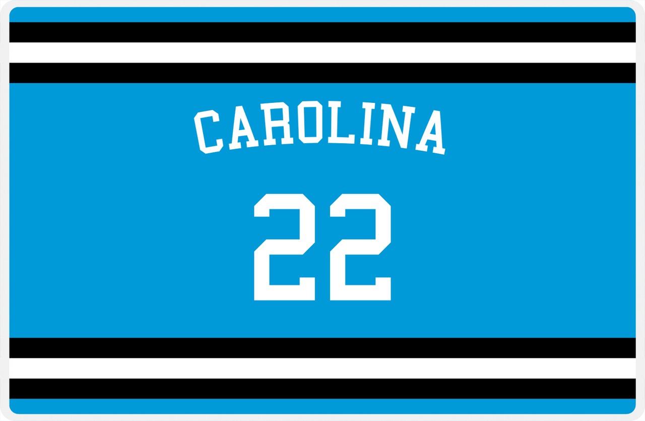 Personalized Jersey Number Placemat - Arched Name - Carolina - Single Stripe -  View
