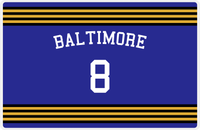 Thumbnail for Personalized Jersey Number Placemat - Arched Name - Baltimore - Triple Stripe -  View