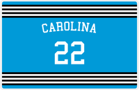 Thumbnail for Personalized Jersey Number Placemat - Arched Name - Carolina - Triple Stripe -  View