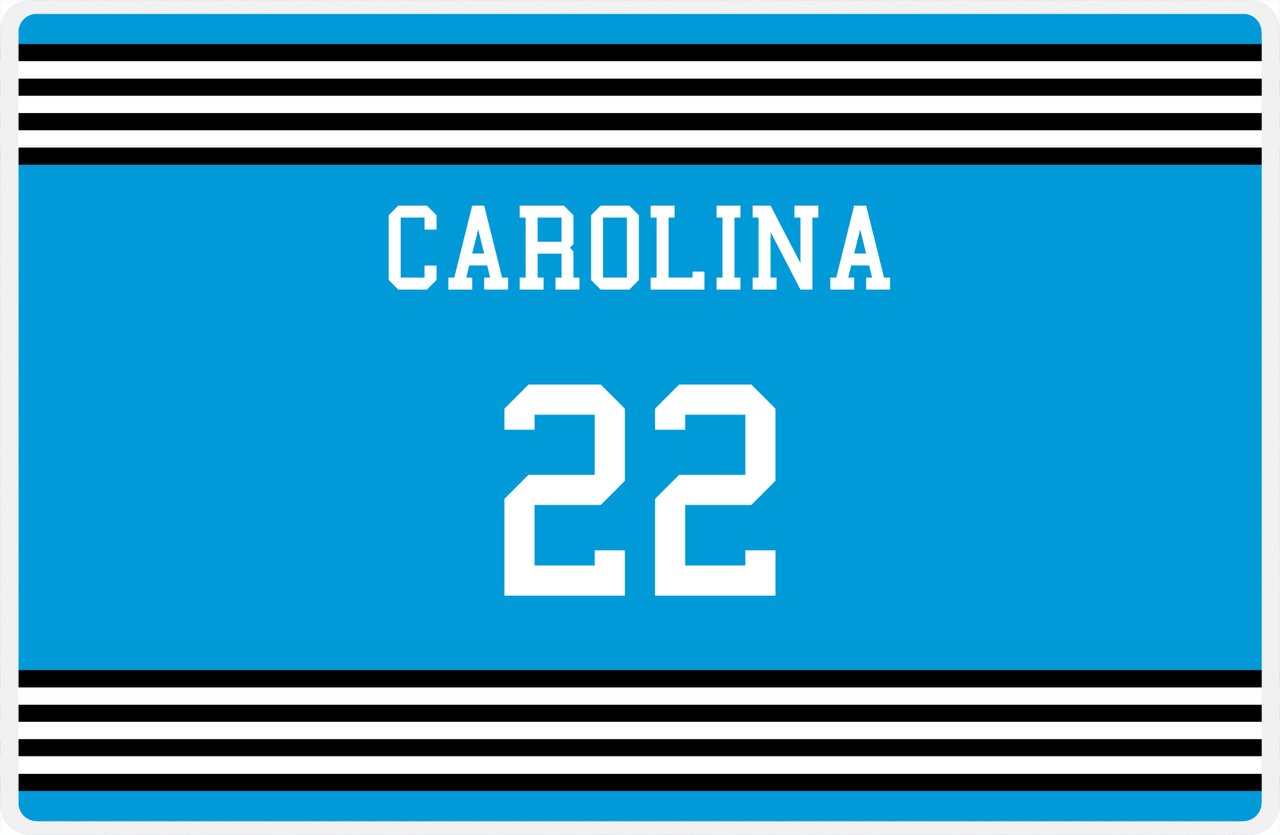 Personalized Jersey Number Placemat - Carolina - Triple Stripe -  View