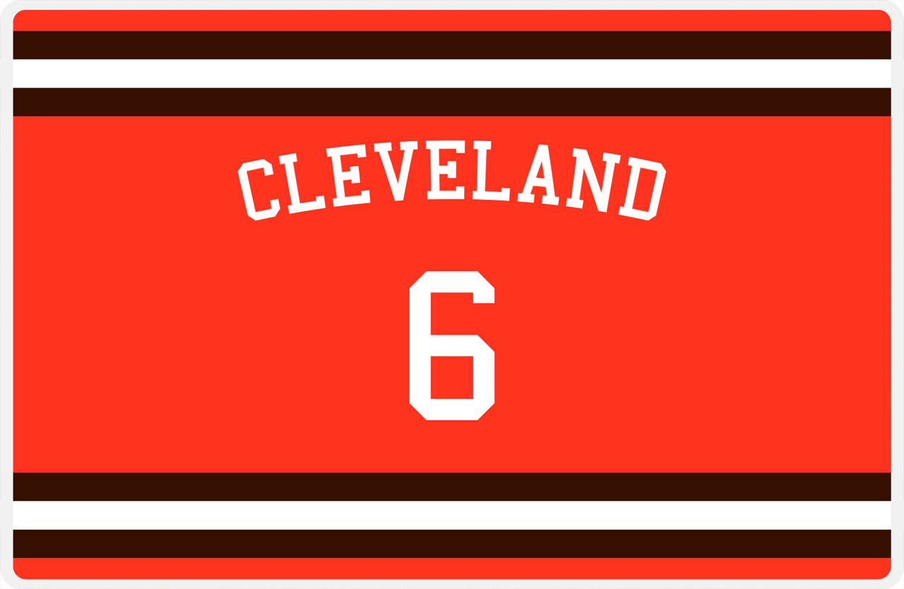 Personalized Jersey Number Placemat - Arched Name - Cleveland - Single Stripe -  View