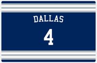Thumbnail for Personalized Jersey Number Placemat - Arched Name - Dallas - Double Stripe -  View