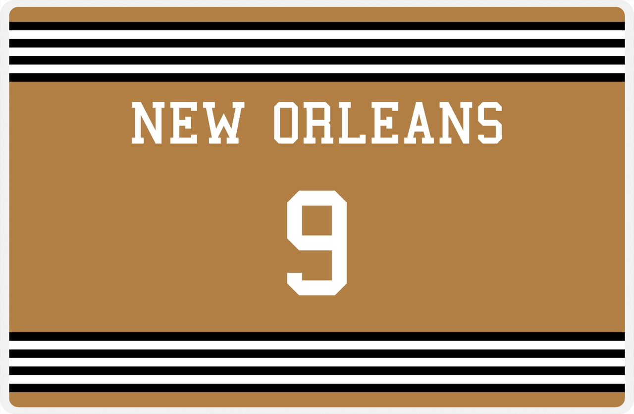 Personalized Jersey Number Placemat - New Orleans - Triple Stripe -  View