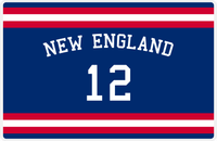 Thumbnail for Personalized Jersey Number Placemat - Arched Name - New England - Single Stripe -  View