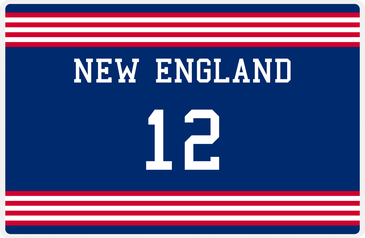 Personalized Jersey Number Placemat - New England - Triple Stripe -  View