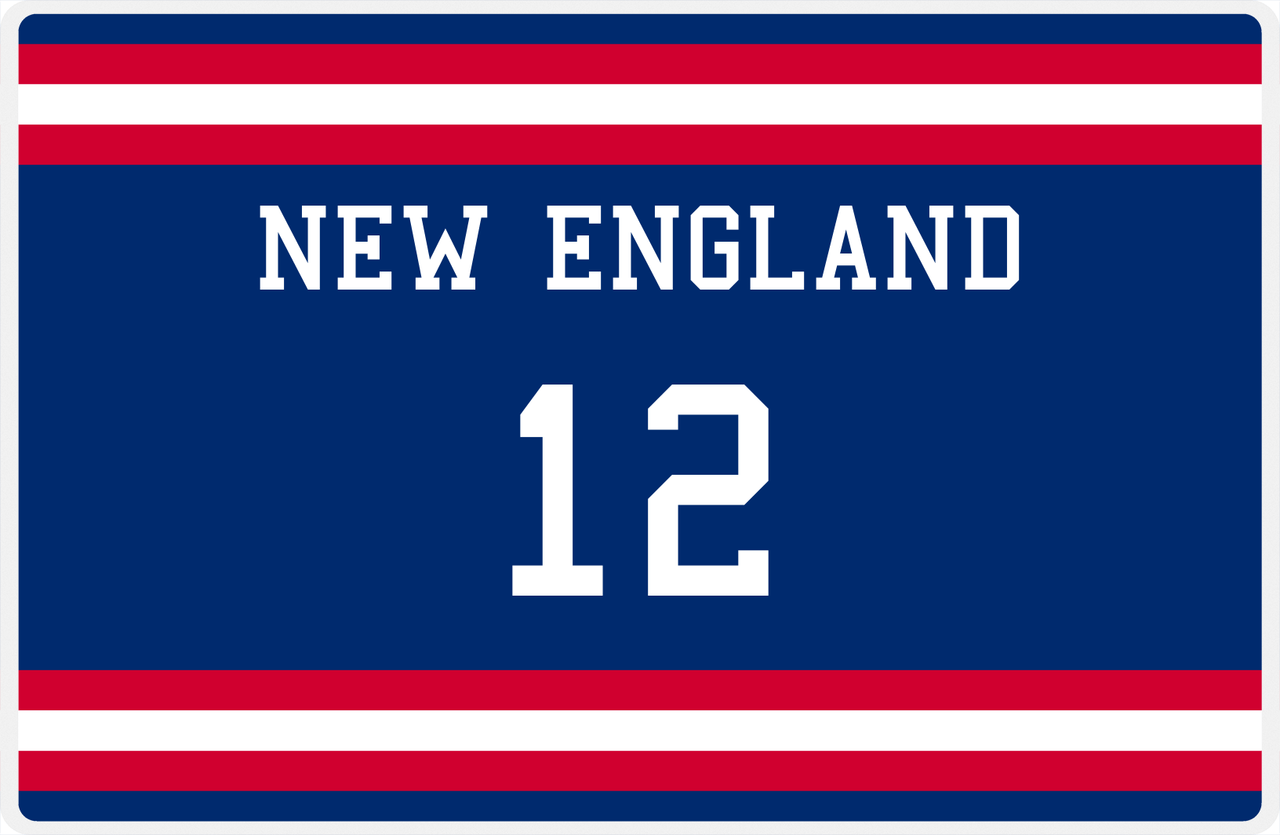 Personalized Jersey Number Placemat - New England - Single Stripe -  View
