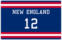 Thumbnail for Personalized Jersey Number Placemat - New England - Single Stripe -  View