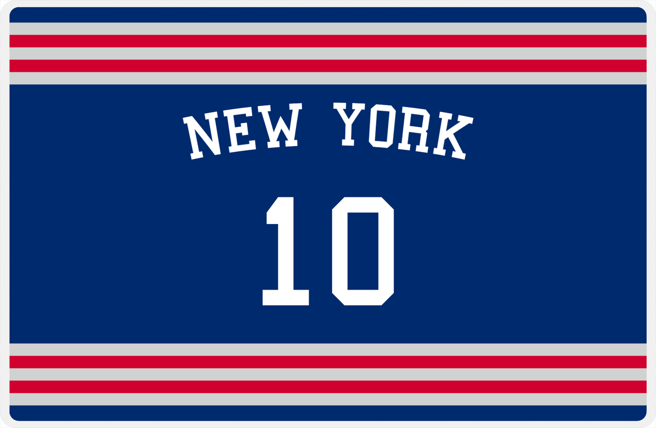 Personalized Jersey Number Placemat - Arched Name - New York - Double Stripe -  View