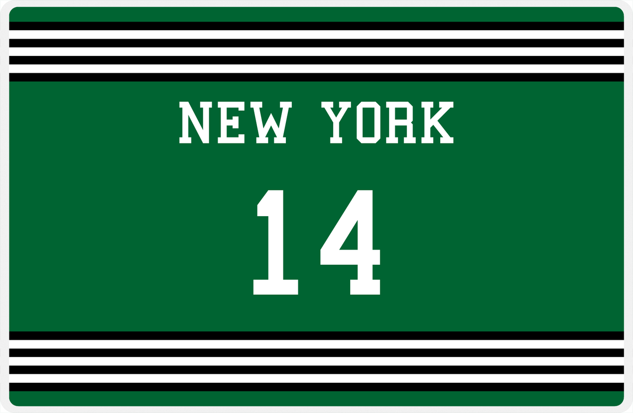 Personalized Jersey Number Placemat - New York - Triple Stripe -  View