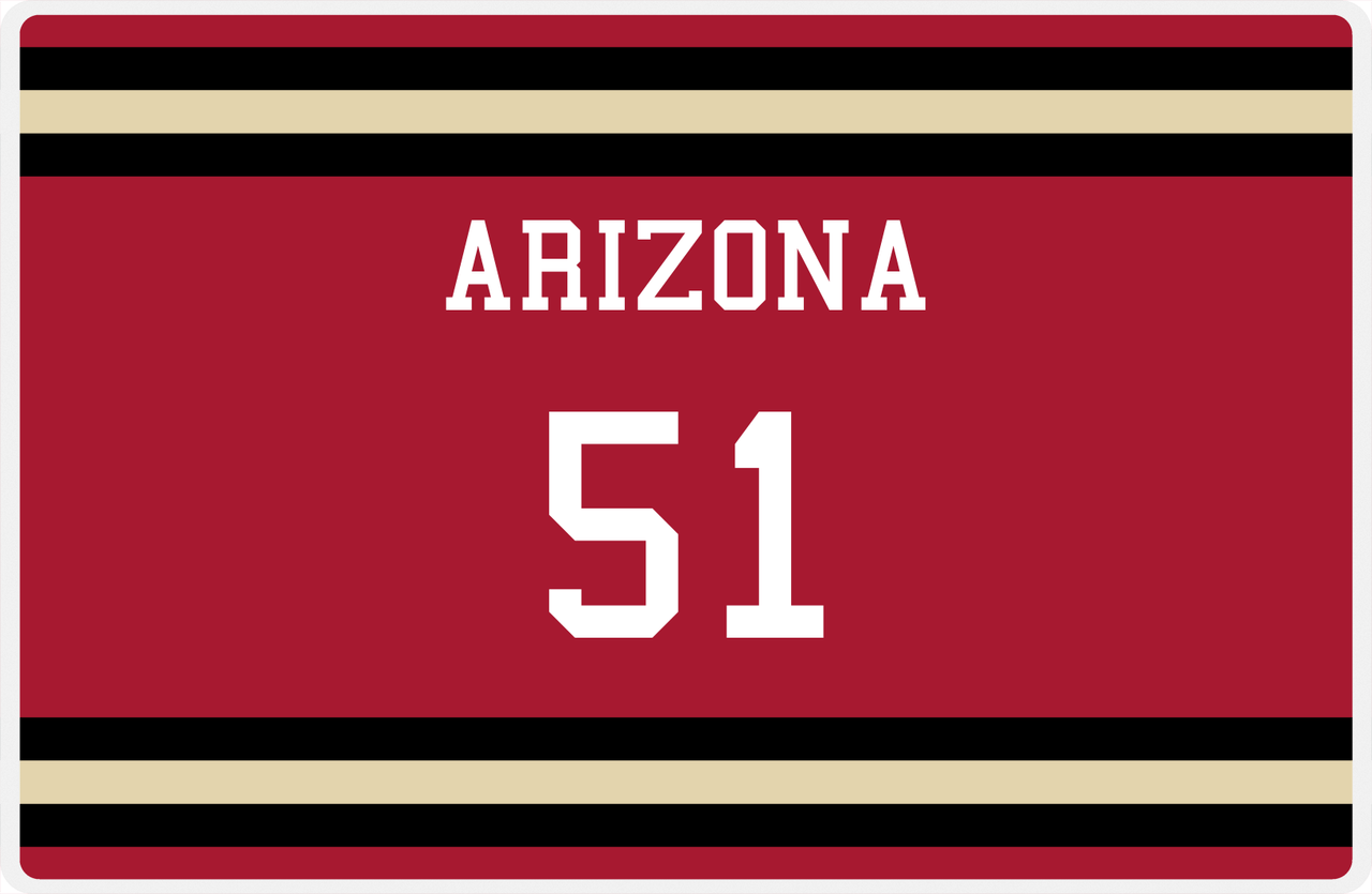 Personalized Jersey Number Placemat - Arizona - Single Stripe -  View