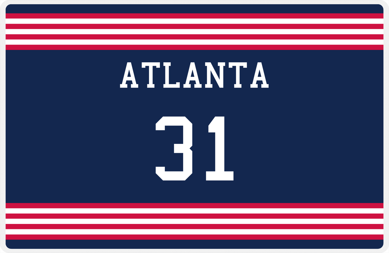 Personalized Jersey Number Placemat - Atlanta - Triple Stripe -  View