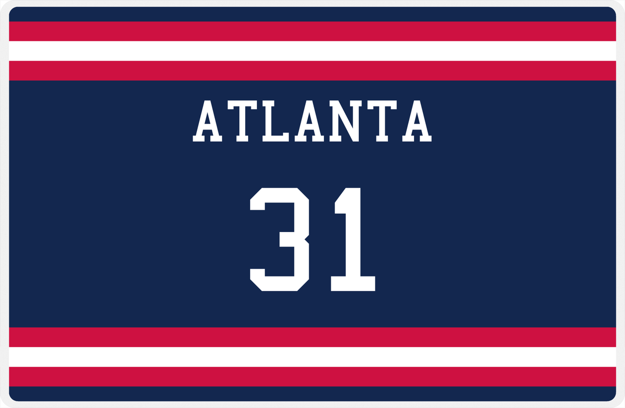 Personalized Jersey Number Placemat - Atlanta - Single Stripe -  View