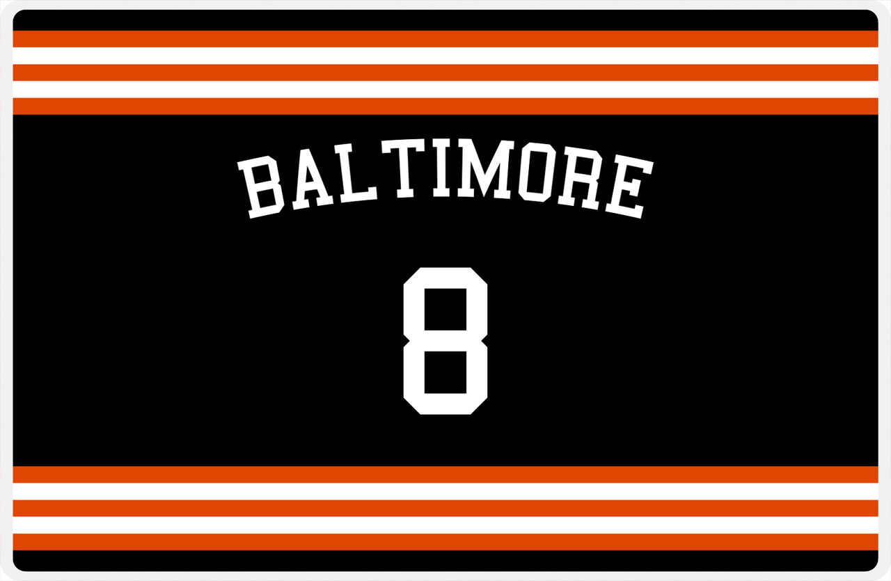 Personalized Jersey Number Placemat - Arched Name - Baltimore - Double Stripe -  View