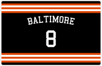 Thumbnail for Personalized Jersey Number Placemat - Arched Name - Baltimore - Double Stripe -  View