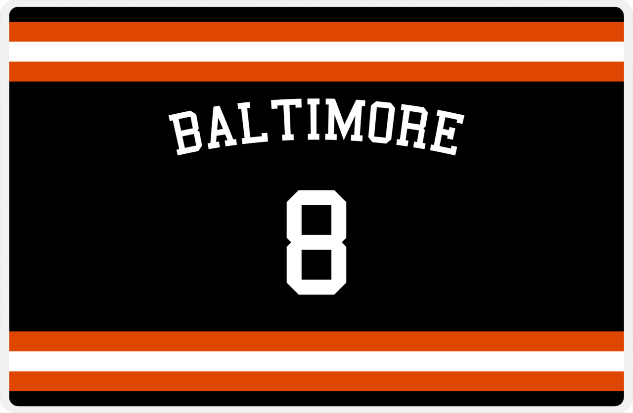 Personalized Jersey Number Placemat - Arched Name - Baltimore - Single Stripe -  View