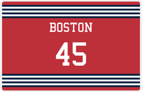 Thumbnail for Personalized Jersey Number Placemat - Boston - Triple Stripe -  View