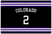 Thumbnail for Personalized Jersey Number Placemat - Arched Name - Colorado - Double Stripe -  View
