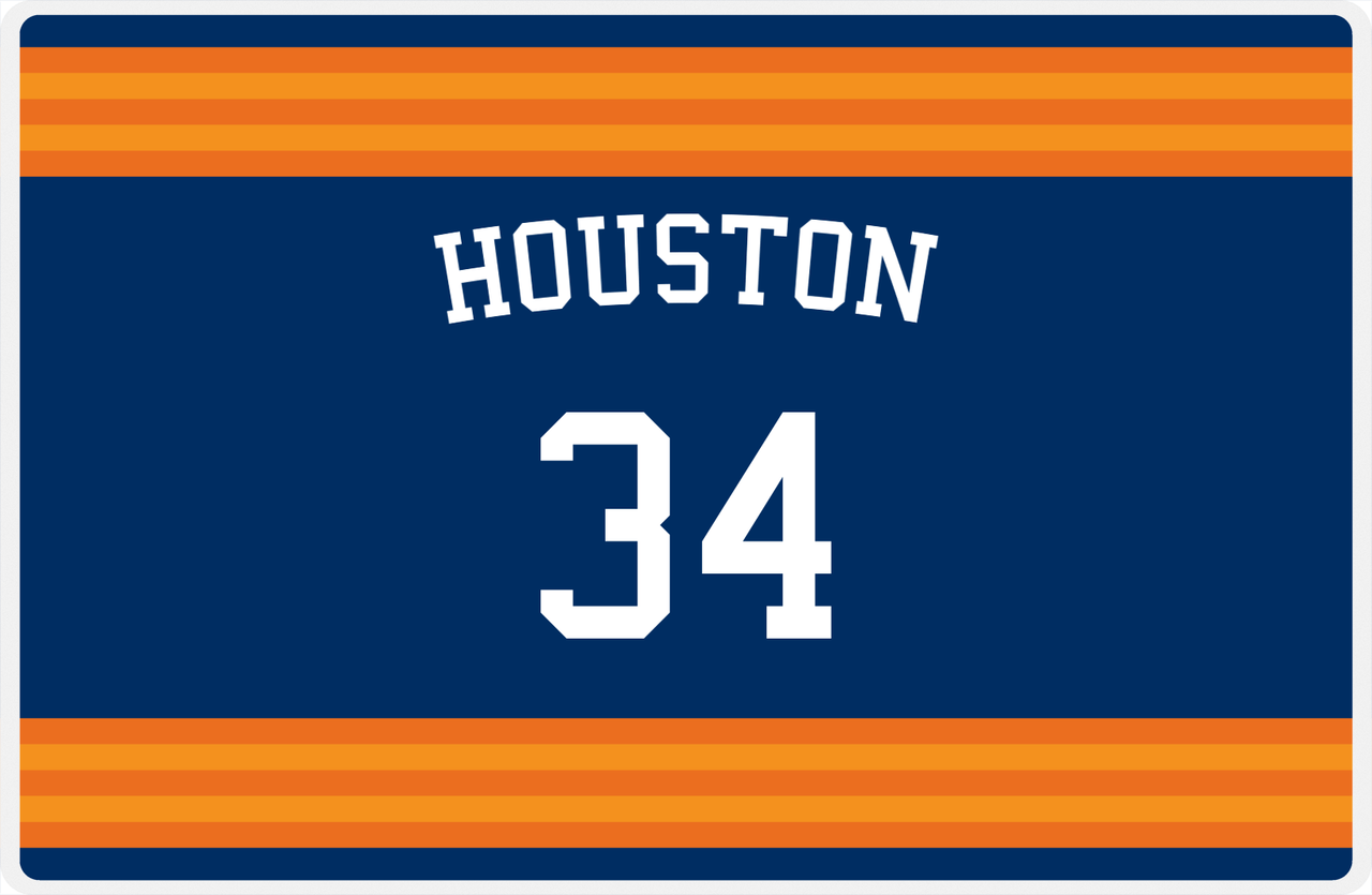 Personalized Jersey Number Placemat - Arched Name - Houston - Double Stripe -  View