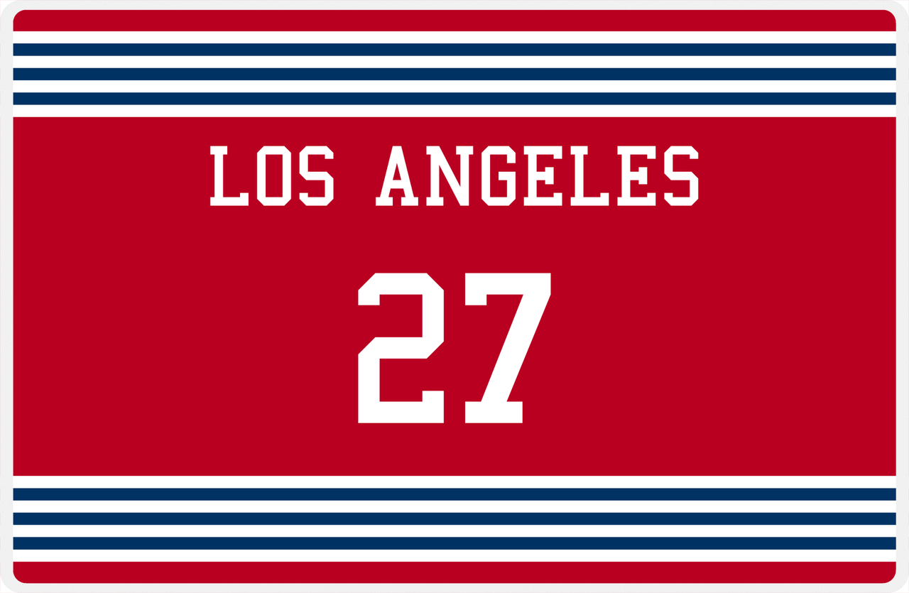Personalized Jersey Number Placemat - Los Angeles - Triple Stripe -  View
