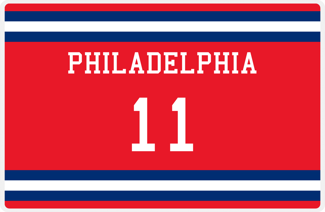 Personalized Jersey Number Placemat - Philadelphia - Single Stripe -  View