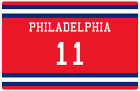 Thumbnail for Personalized Jersey Number Placemat - Philadelphia - Single Stripe -  View