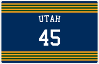 Thumbnail for Personalized Jersey Number Placemat - Arched Name - Utah - Triple Stripe -  View