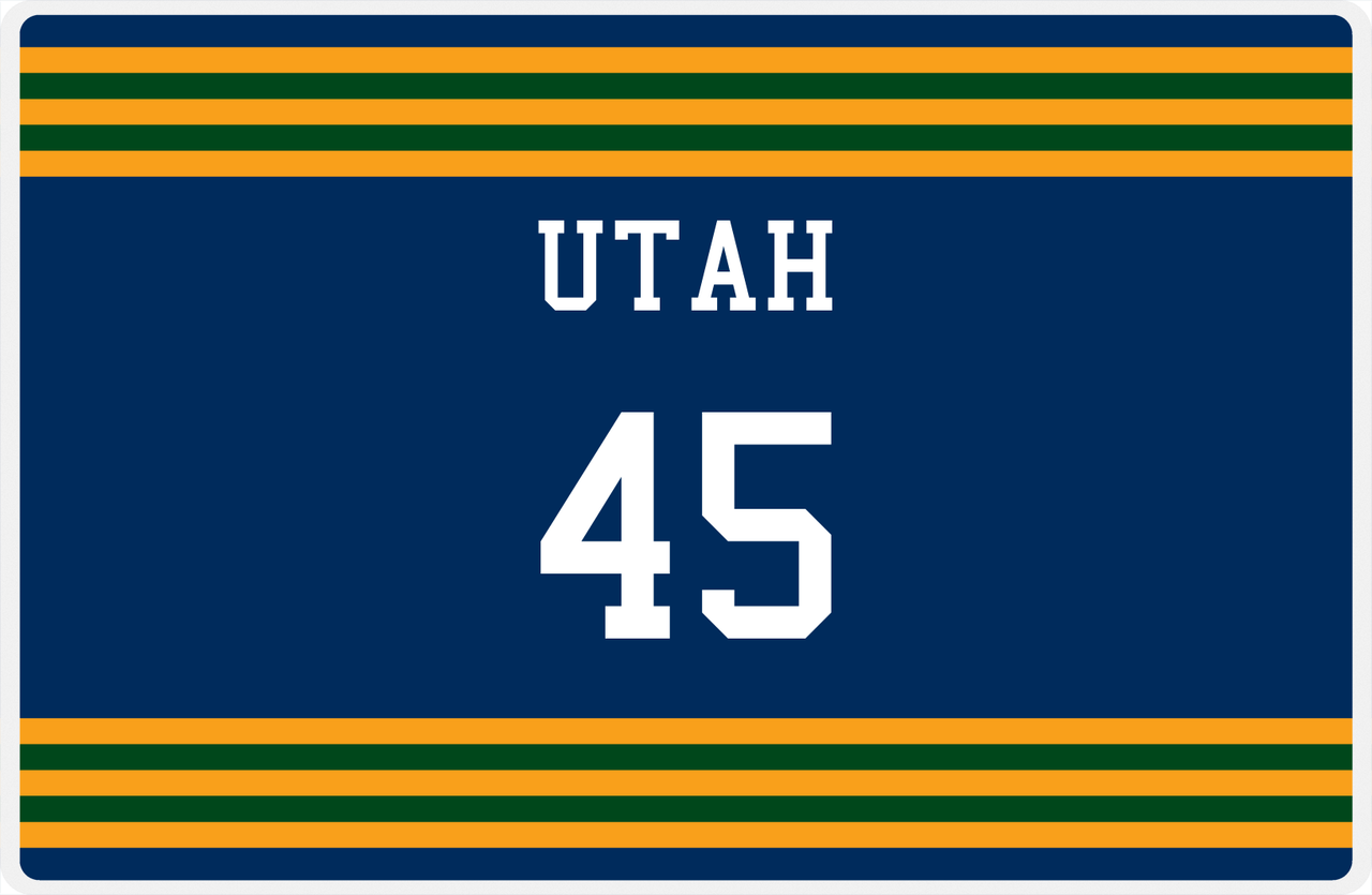 Personalized Jersey Number Placemat - Utah - Double Stripe -  View