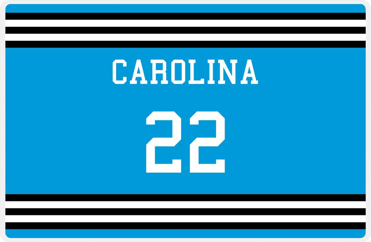 Personalized Jersey Number Placemat - Carolina - Double Stripe -  View