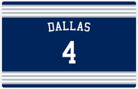 Thumbnail for Personalized Jersey Number Placemat - Arched Name - Dallas - Triple Stripe -  View