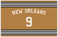 Thumbnail for Personalized Jersey Number Placemat - Arched Name - New Orleans - Triple Stripe -  View