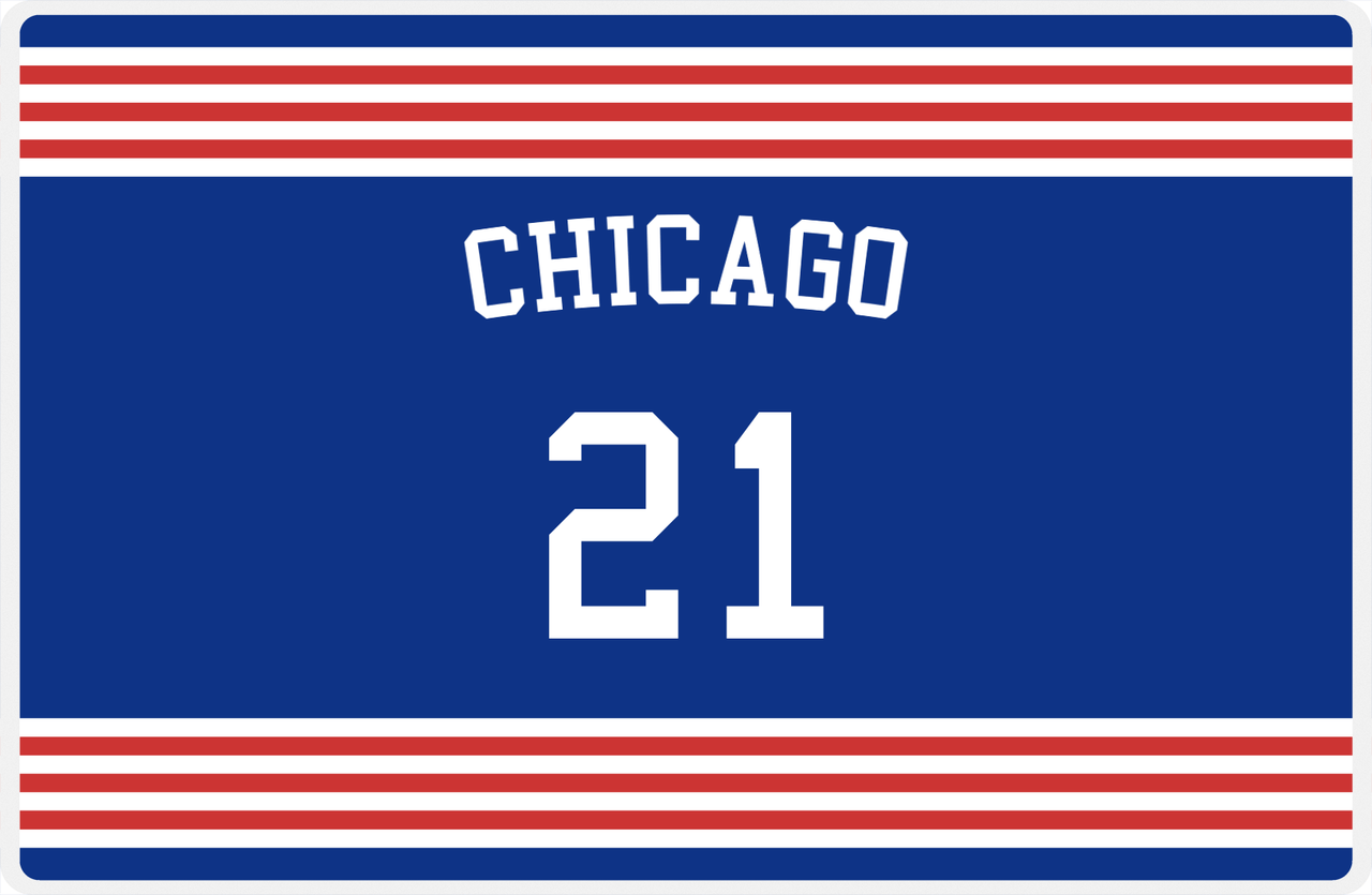 Personalized Jersey Number Placemat - Arched Name - Chicago - Triple Stripe -  View
