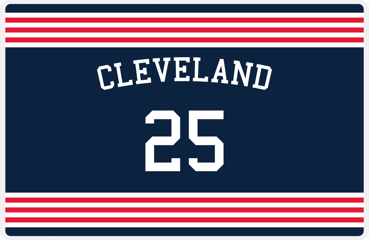 Personalized Jersey Number Placemat - Arched Name - Cleveland - Triple Stripe -  View