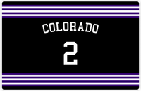 Thumbnail for Personalized Jersey Number Placemat - Arched Name - Colorado - Triple Stripe -  View