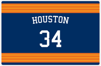 Thumbnail for Personalized Jersey Number Placemat - Arched Name - Houston - Triple Stripe -  View