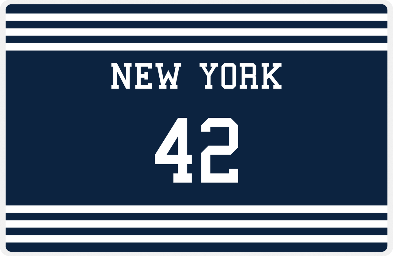 Personalized Jersey Number Placemat - New York - Double Stripe -  View