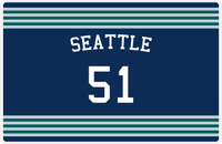 Thumbnail for Personalized Jersey Number Placemat - Arched Name - Seattle - Triple Stripe -  View