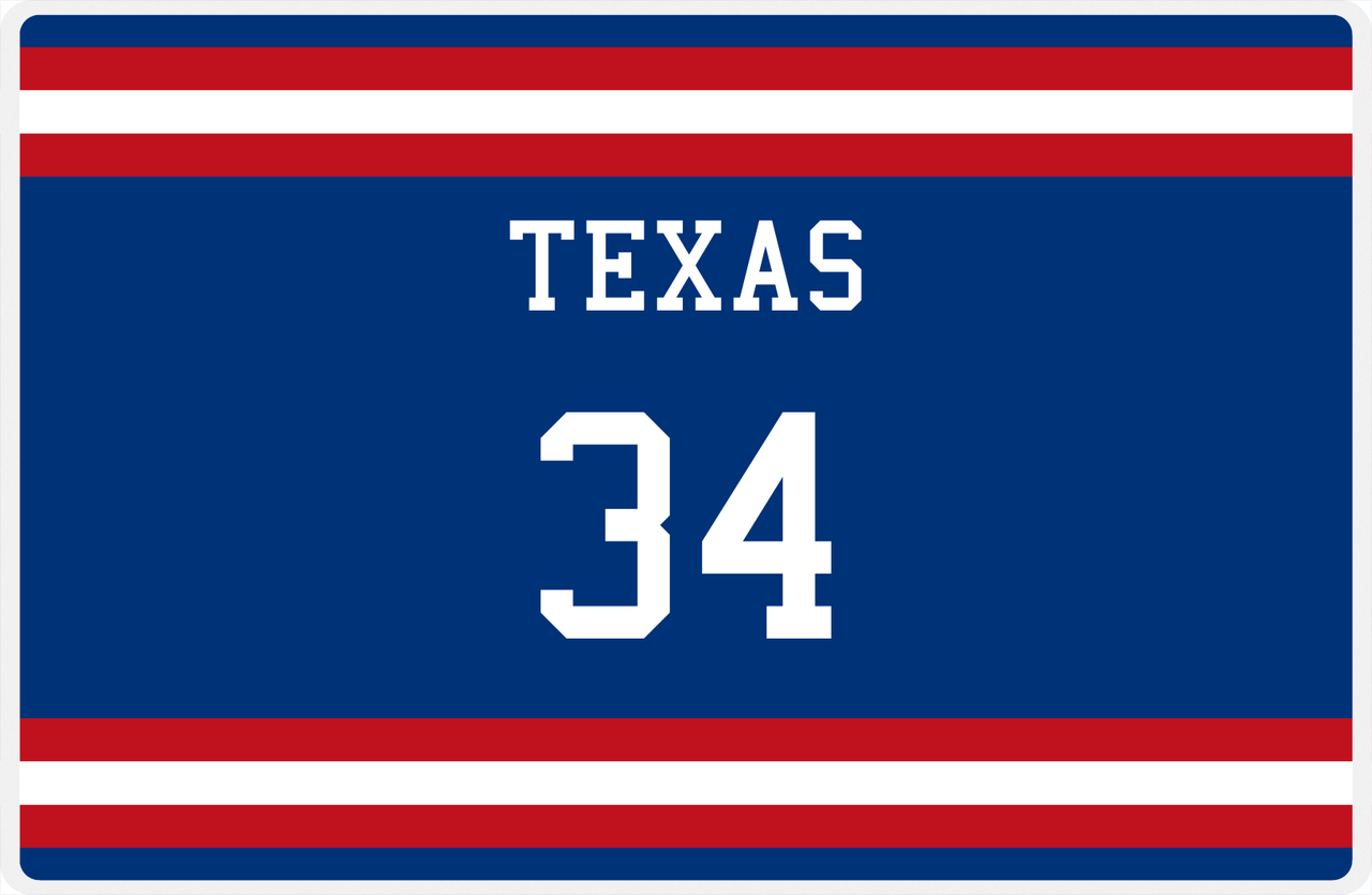 Personalized Jersey Number Placemat - Texas - Single Stripe -  View