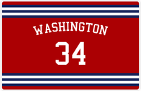Thumbnail for Personalized Jersey Number Placemat - Arched Name - Washington - Double Stripe -  View