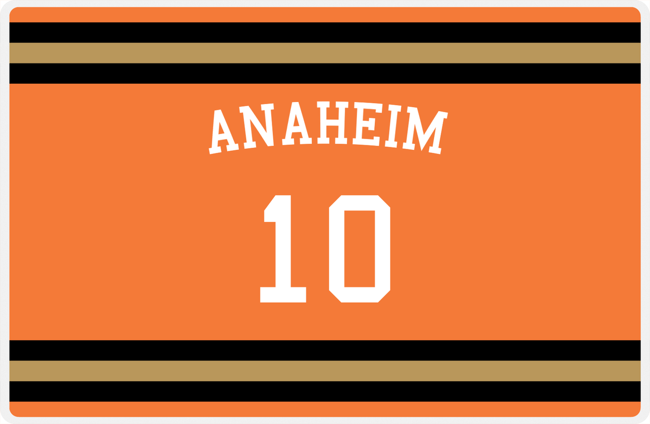 Personalized Jersey Number Placemat - Arched Name - Anaheim - Single Stripe -  View