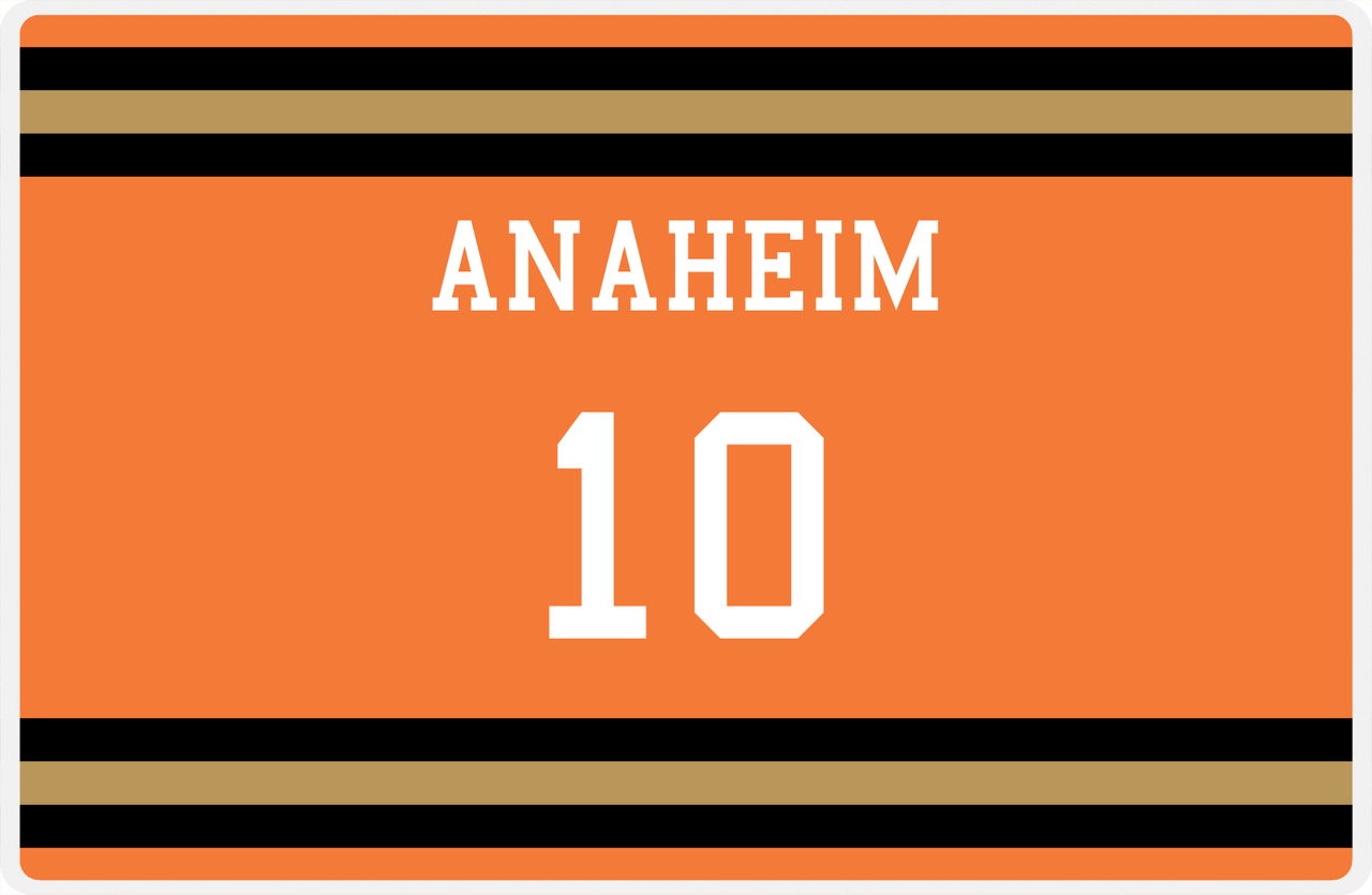 Personalized Jersey Number Placemat - Anaheim - Single Stripe -  View