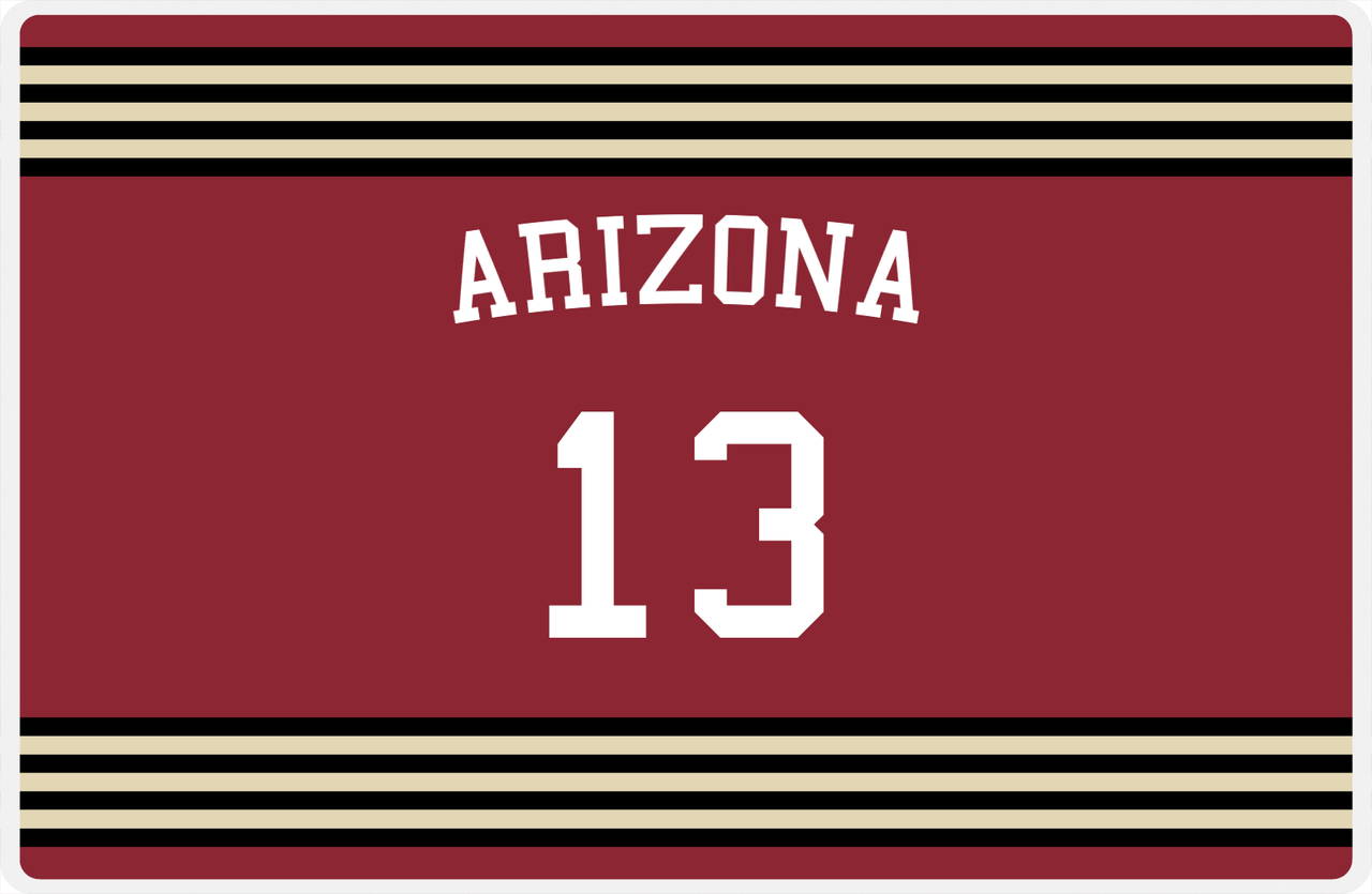 Personalized Jersey Number Placemat - Arched Name - Arizona - Triple Stripe -  View