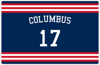 Thumbnail for Personalized Jersey Number Placemat - Arched Name - Columbus - Double Stripe -  View