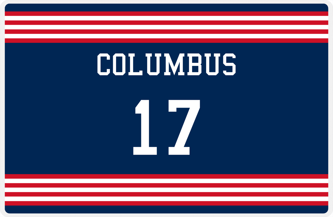 Personalized Jersey Number Placemat - Columbus - Triple Stripe -  View