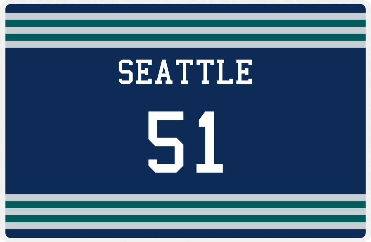 Personalized Jersey Number Placemat - Seattle - Double Stripe -  View