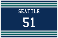 Thumbnail for Personalized Jersey Number Placemat - Seattle - Double Stripe -  View