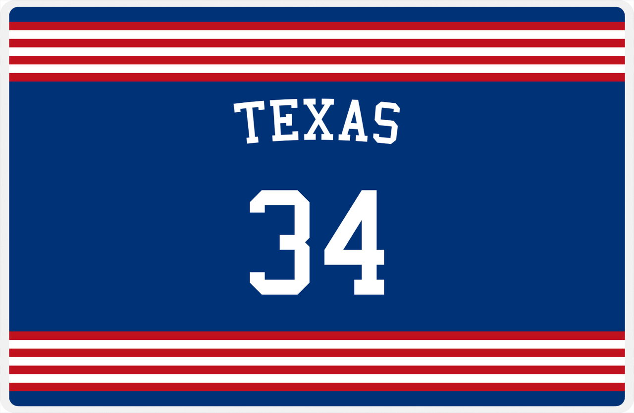 Personalized Jersey Number Placemat - Arched Name - Texas - Triple Stripe -  View
