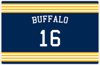 Thumbnail for Personalized Jersey Number Placemat - Arched Name - Buffalo - Triple Stripe -  View